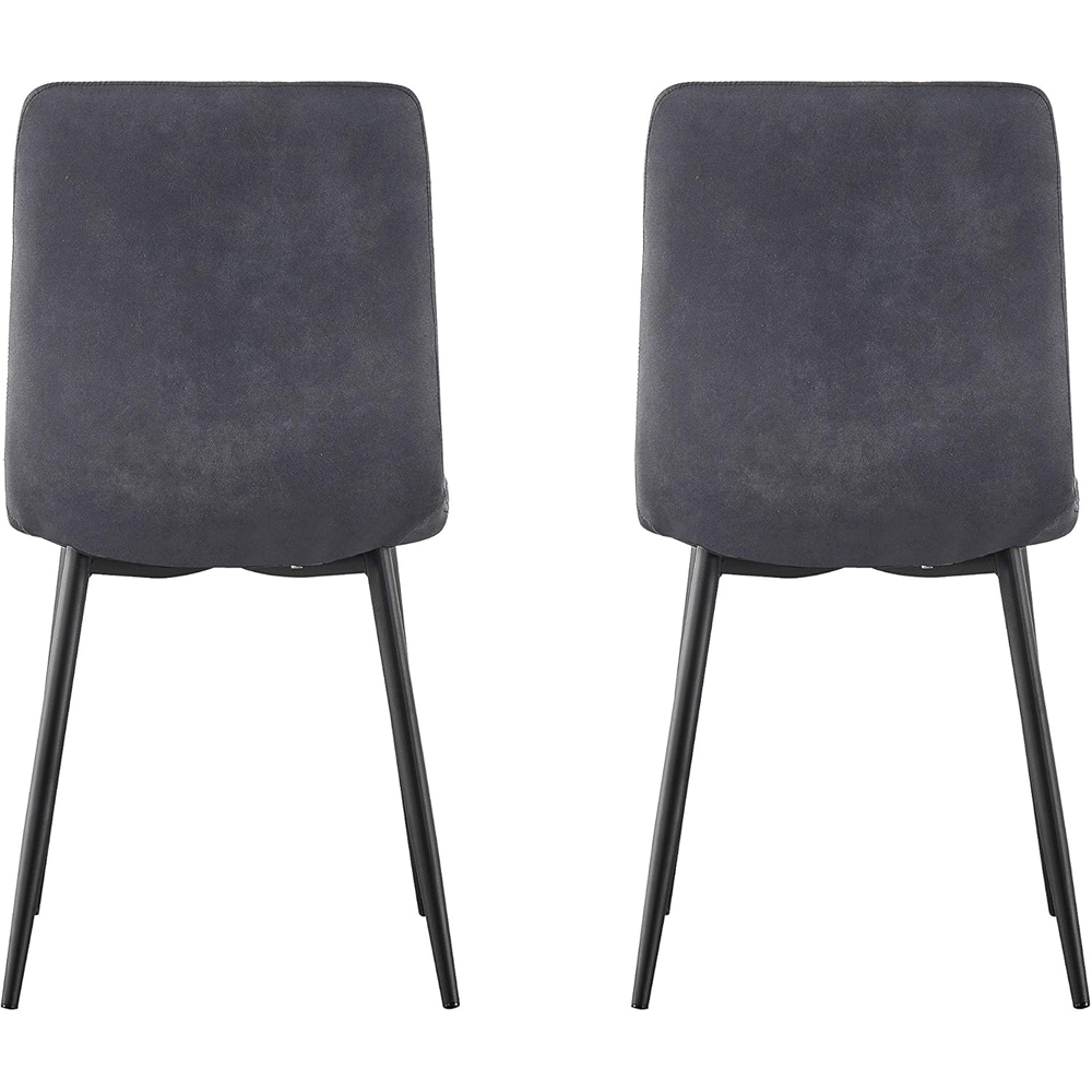 Henri Set of 4 Dark Grey Faux Suede Leather Dining Chairs Image 4