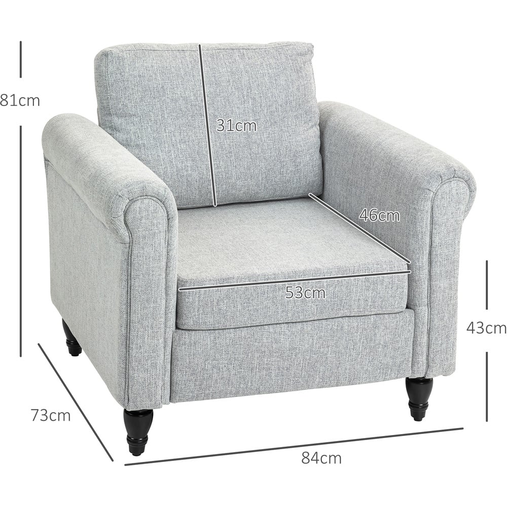 HOMCOM Vintage Upholstered Accent Armchair with Back Pillow Image 8