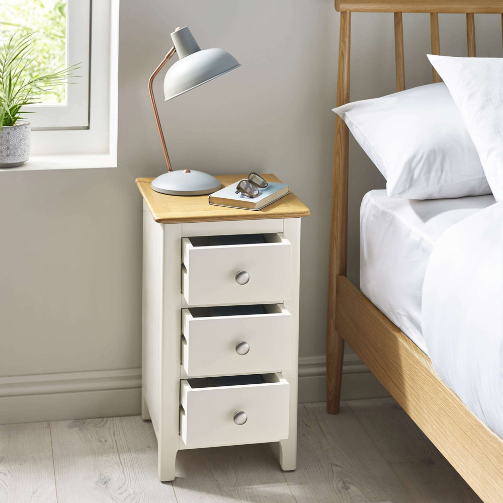 Julian Bowen Somerset 3 Drawer White and Oak Compact Bedside Table Image 8