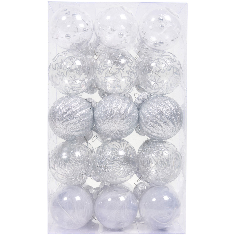 Pack of 30 Silver Baubles Image 3