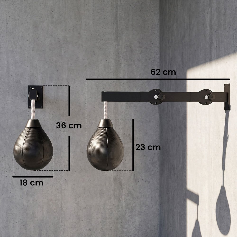 SPORTNOW Black Height Adjustable Wall-Mounted Boxing Speed Bag Image 6