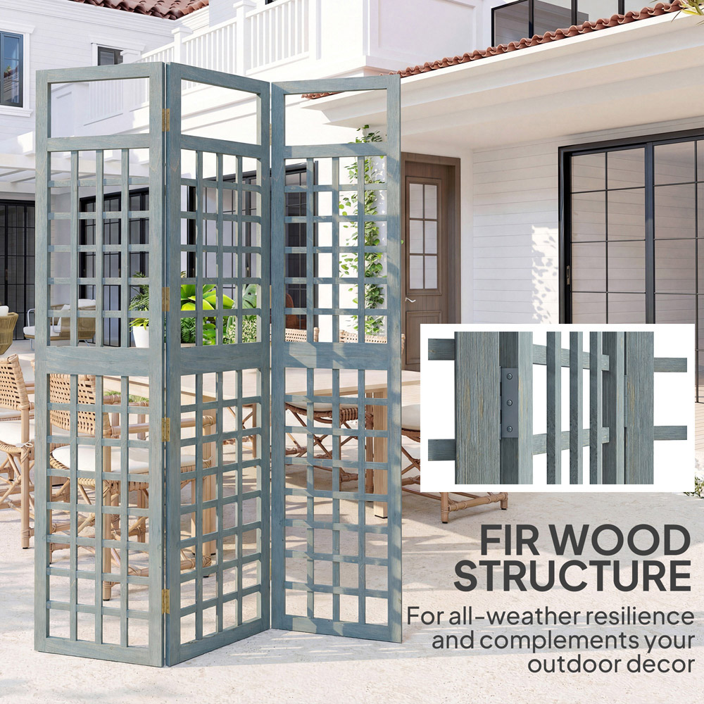 Outsunny 3 Panel Grey Wooden Foldable Room Divider Image 6