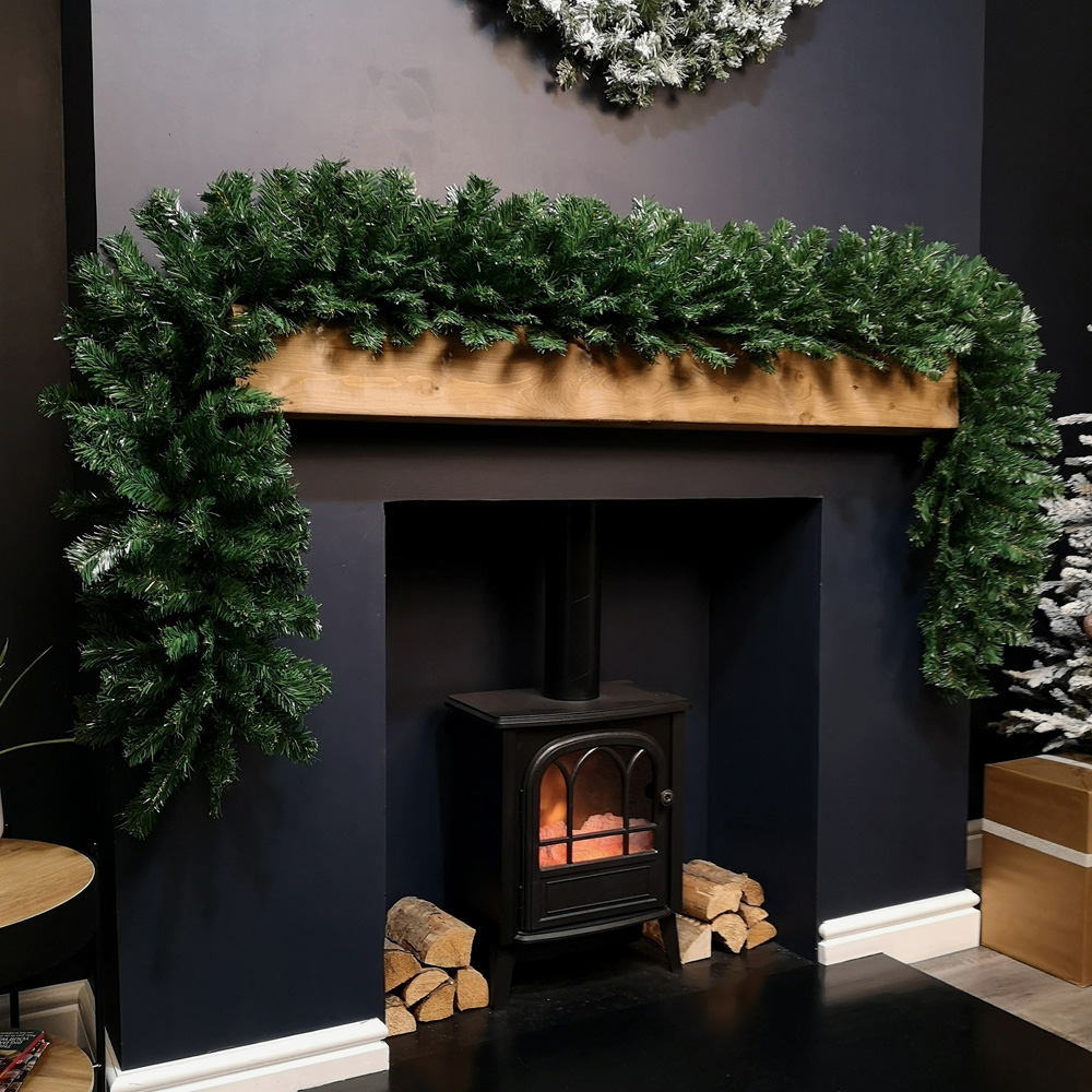 Premier Plain Green Extra Bushy Christmas Garland 270cm Image 2