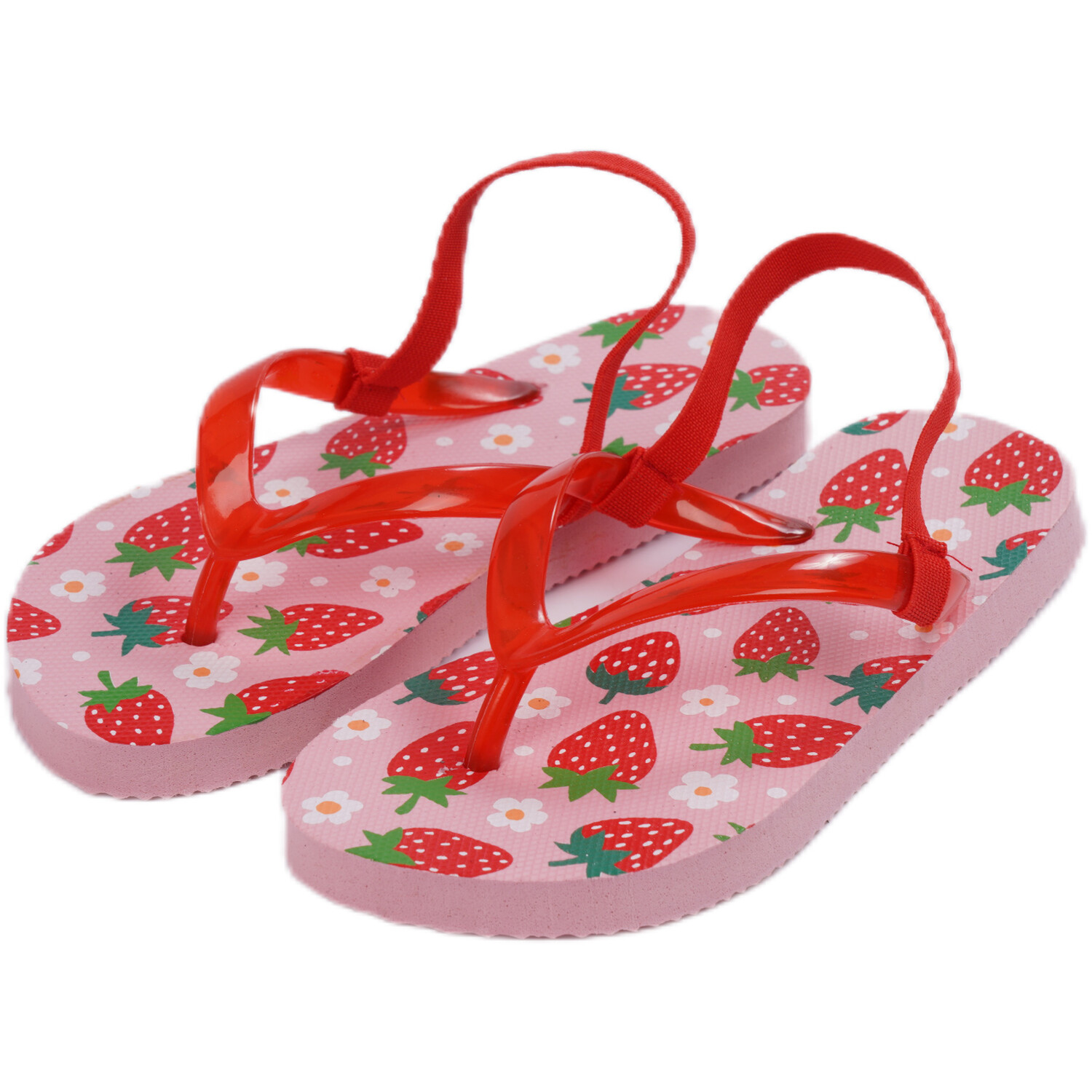 Kids Strawberry Flip Flops Pink Image 2