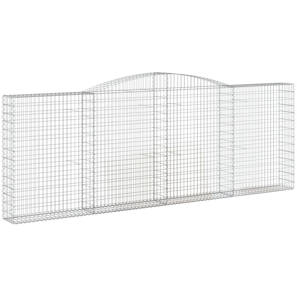 vidaXL Silver Galvanised Iron Arched Gabion Basket 140/160 x 30 x 400cm Image 1