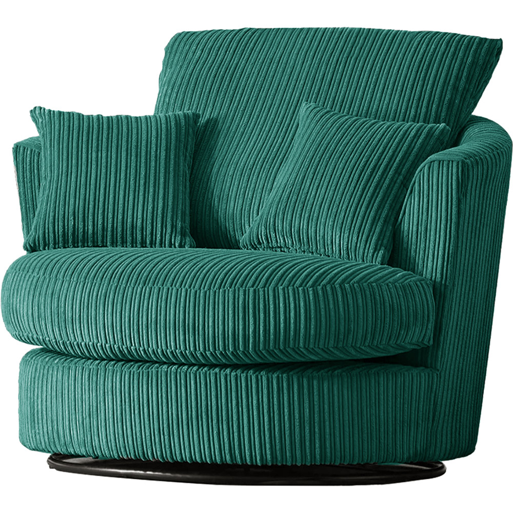 Luxor Teal Jumbo Cord Swivel Chair Image 3