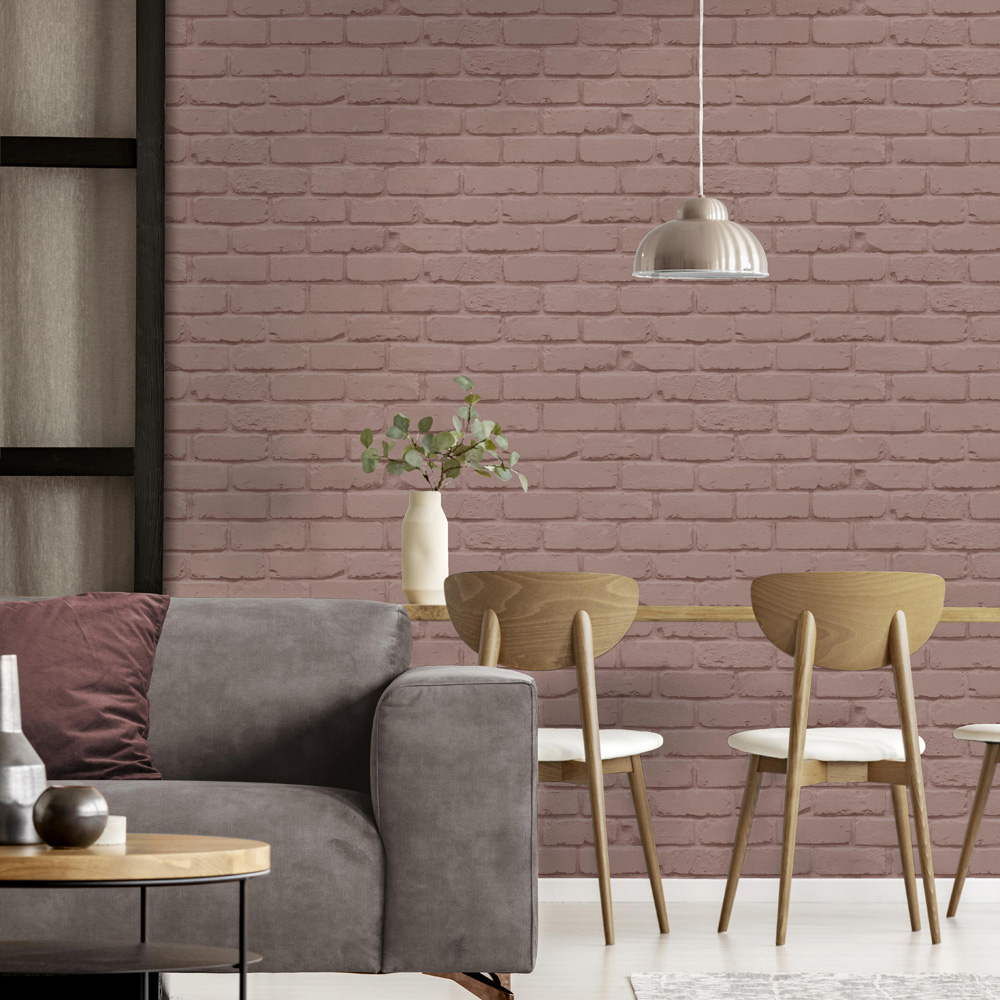 Fine Decor Painted Brick Pink Wallpaper Image 6