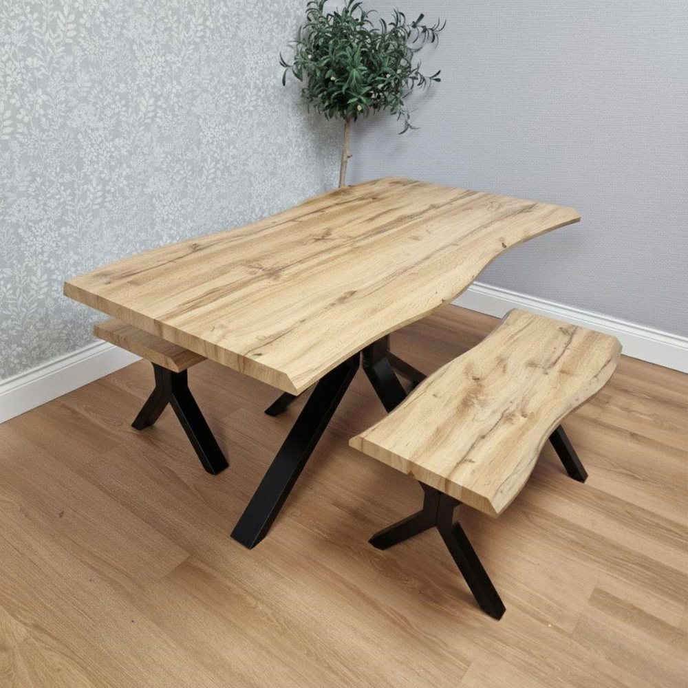 Kosy Koala 4 Seater Wooden Dining Table Set with Benches Image 2