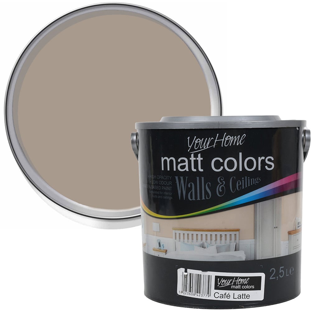 Your Home Walls & Ceilings Cafe Latte Matt Emulsion Paint 2.5L Image 1