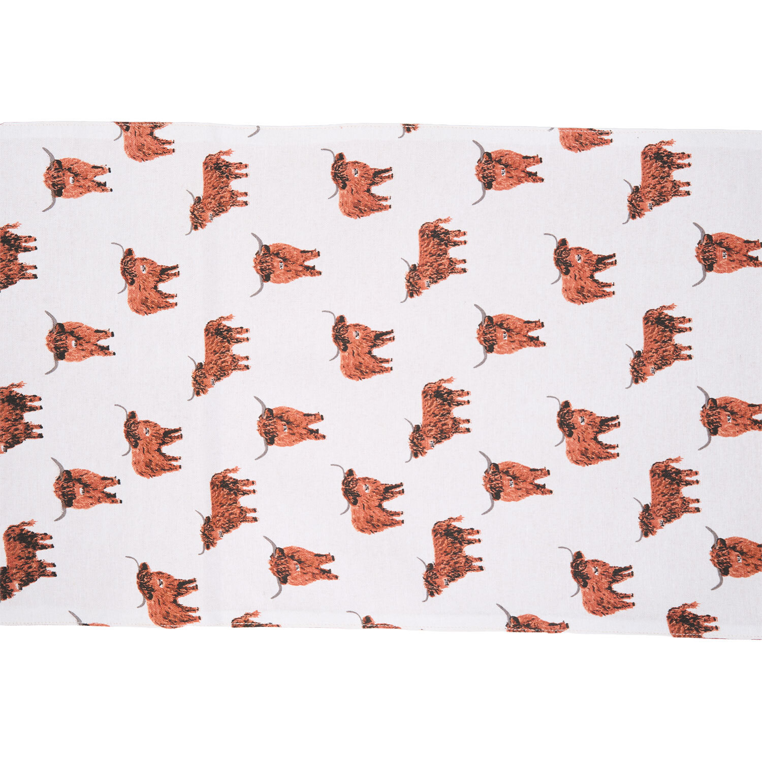 Highland Cow Table Runner White Image 3