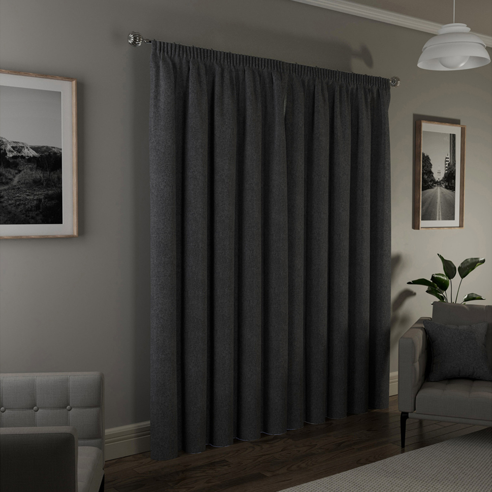Enhanced Living Dallas Grey Thermal Blackout Pencil Pleat Curtains 117 x 183cm Image 5