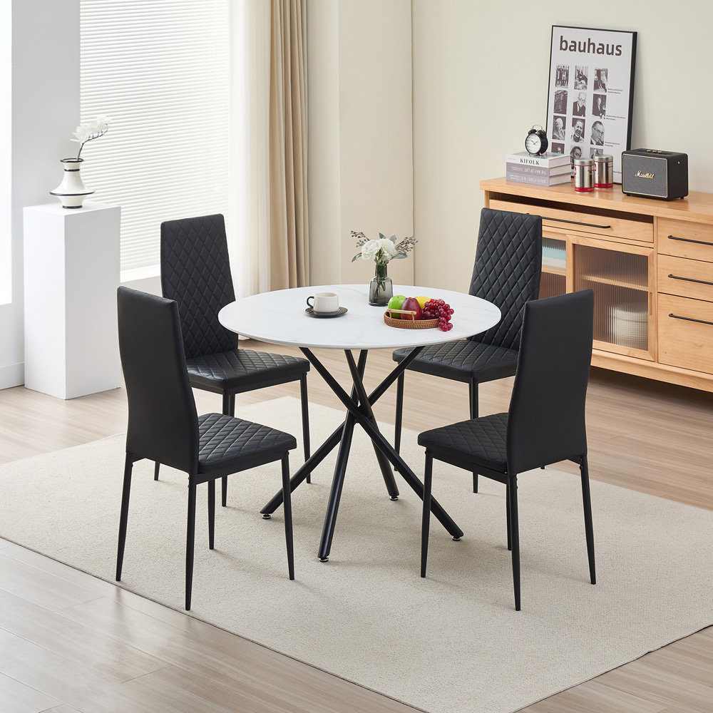 Indoor Living Seattle Emily 4 Seater Round Dining Set Black Image 9