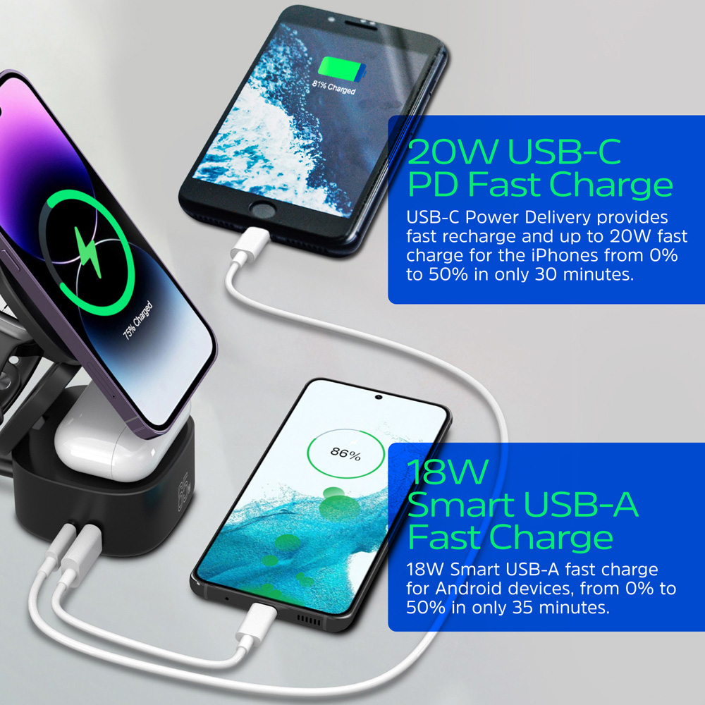 Energizer 5-in-1 Black QI Wireless Charging Stand with Dock 15W Image 9