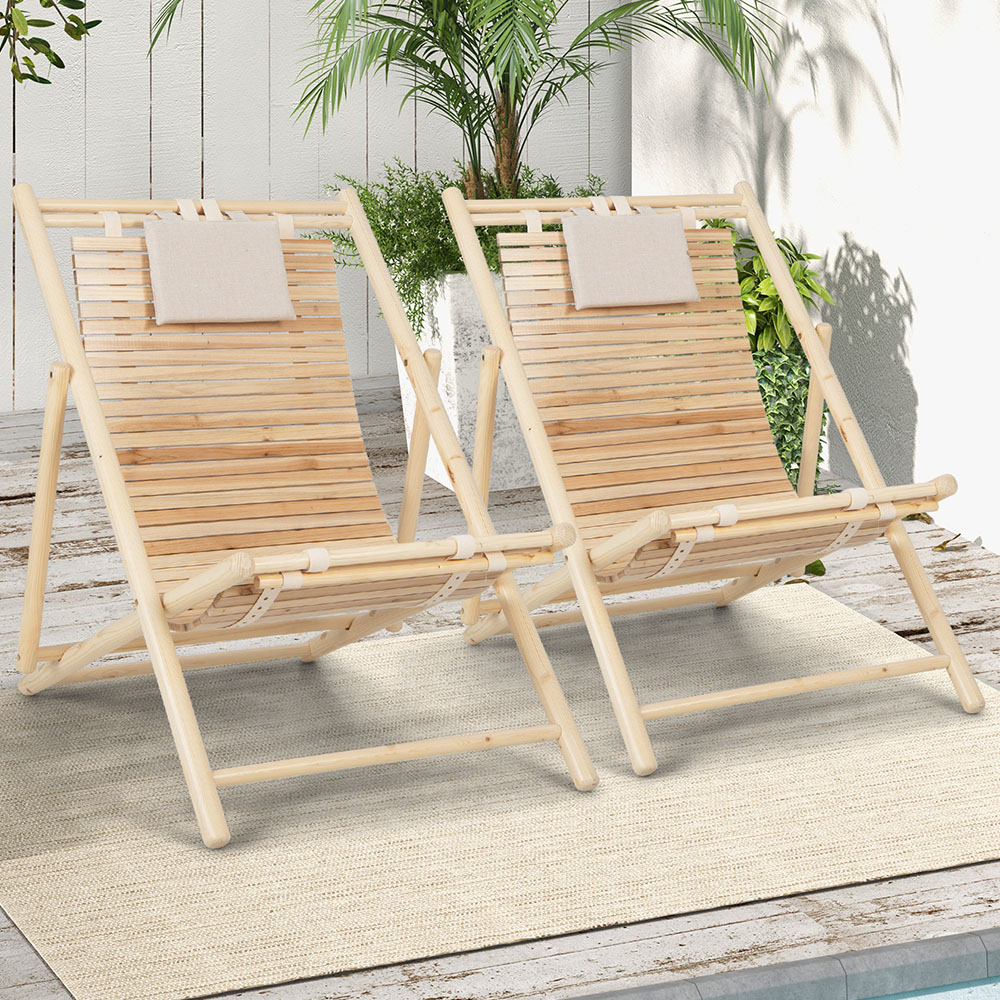 Costway Natural 3 Level Adjustable Reclining Lounger Image 1