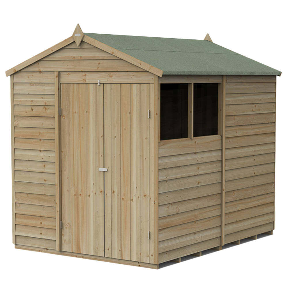 Forest Garden 4LIFE 6 x 8ft Double Door 2 Windows Apex Shed Image 1