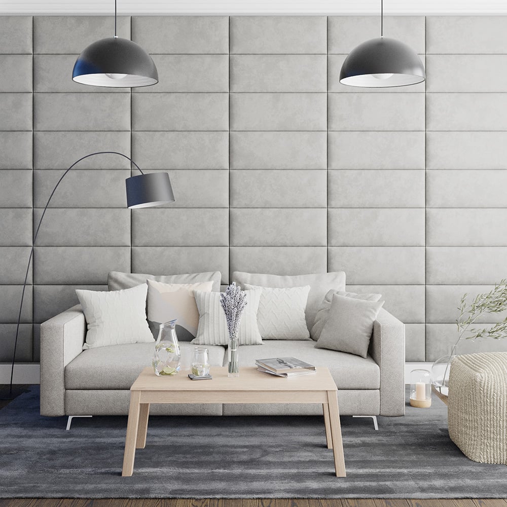 Aspire EasyMount Light Silver Plush Velvet Upholstered Wall Mounted Headboard Panels 4 Pack Image 3