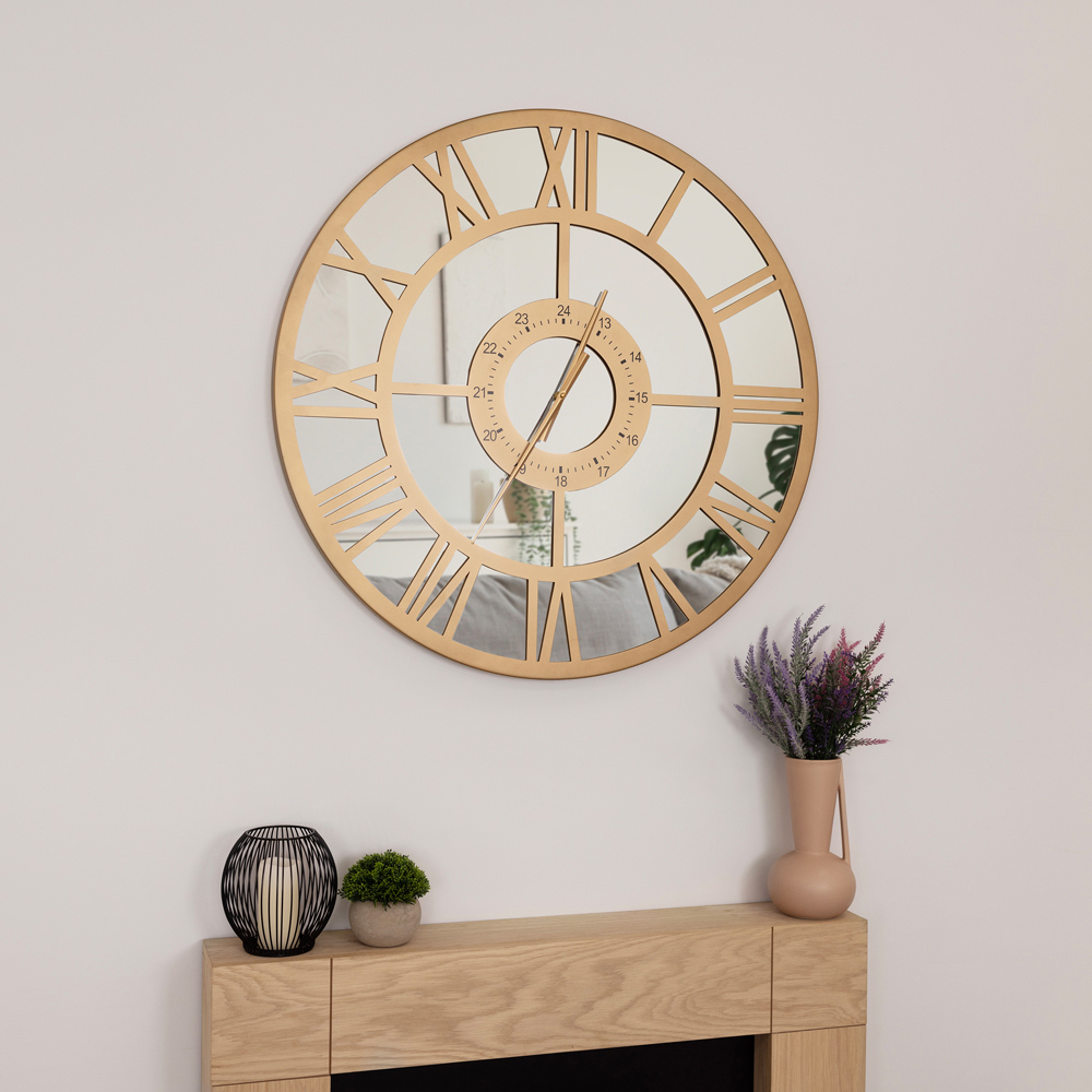 Charles Bentley Coniston Gold Mirrored Round Skeleton Indoor and ...