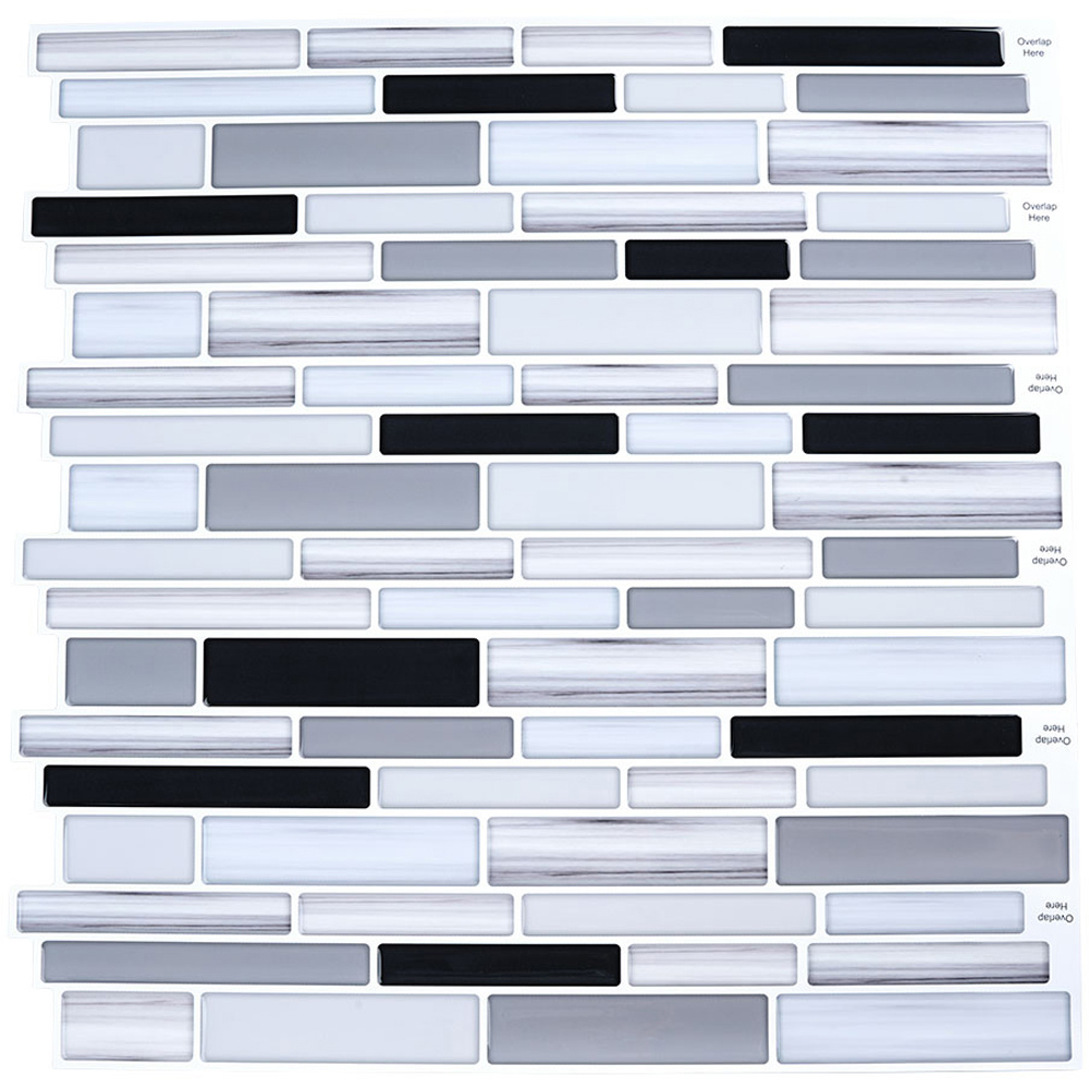 Living and Home Brick Effect Black and Grey Self Adhesive Wall Sticker 10 Pack Image 3