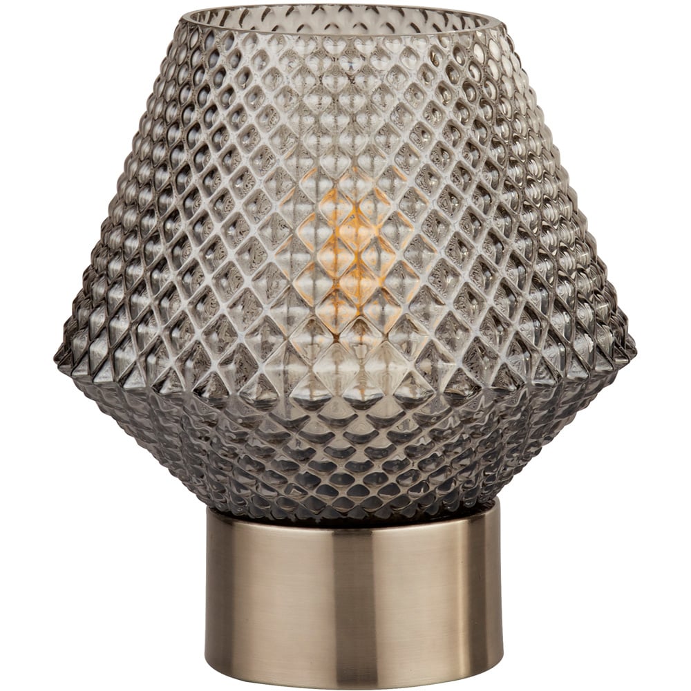 Lighting Collection Textured Smoked Glass Table Lamp Image 1