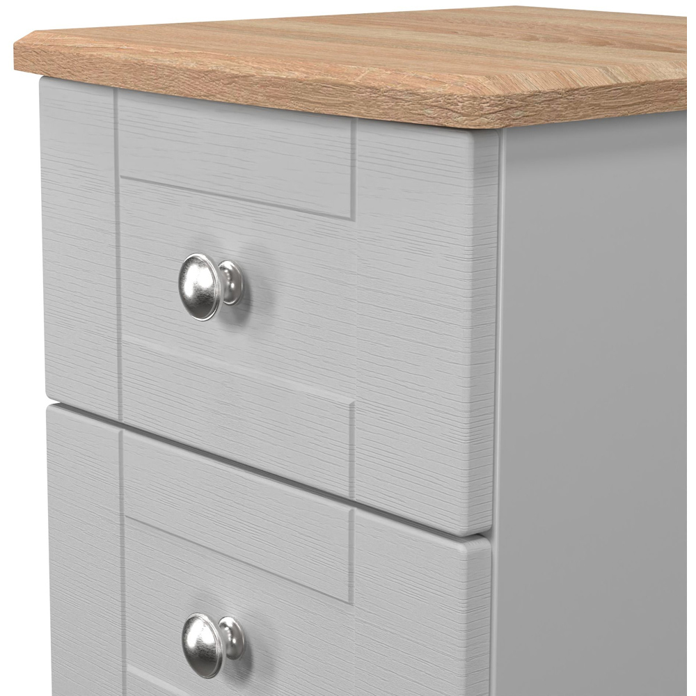 Crowndale Sussex 2 Drawer Grey Ash and Bardolino Oak Compact Bedside Cabinet Ready Assembled Image 5