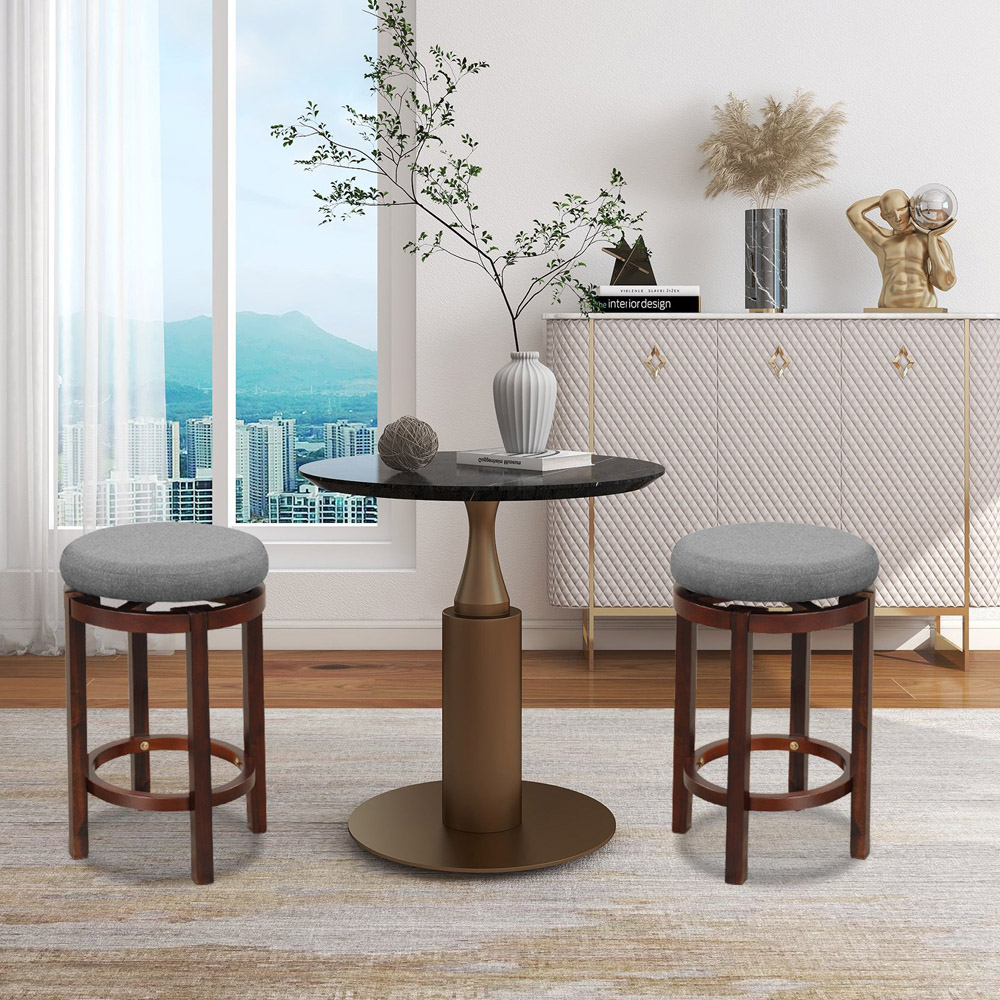 Costway Grey Counter Height Bar Stool Set of 2 Image 3