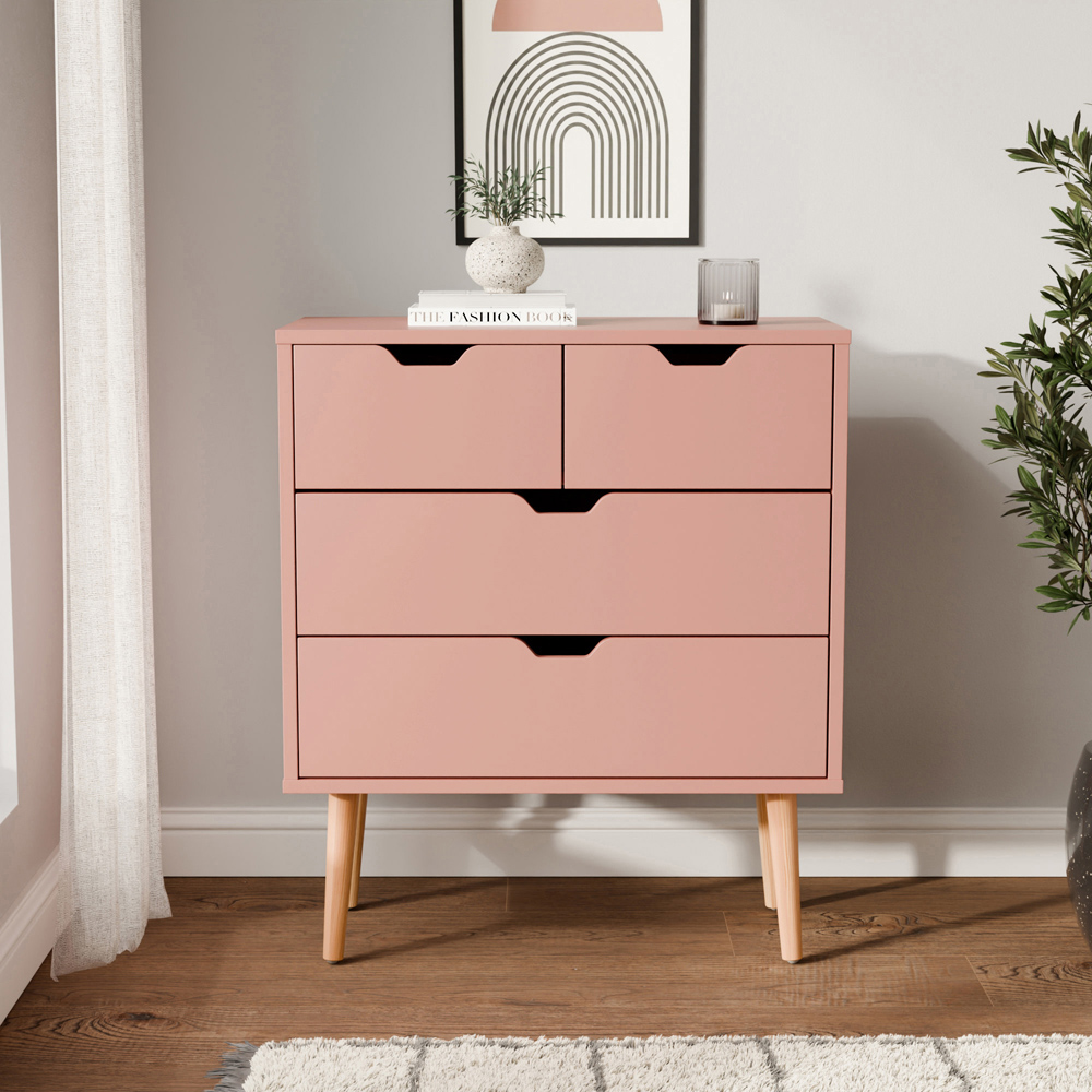 GFW Nyborg 4 Drawer Coral Pink Chest of Drawers Image 6