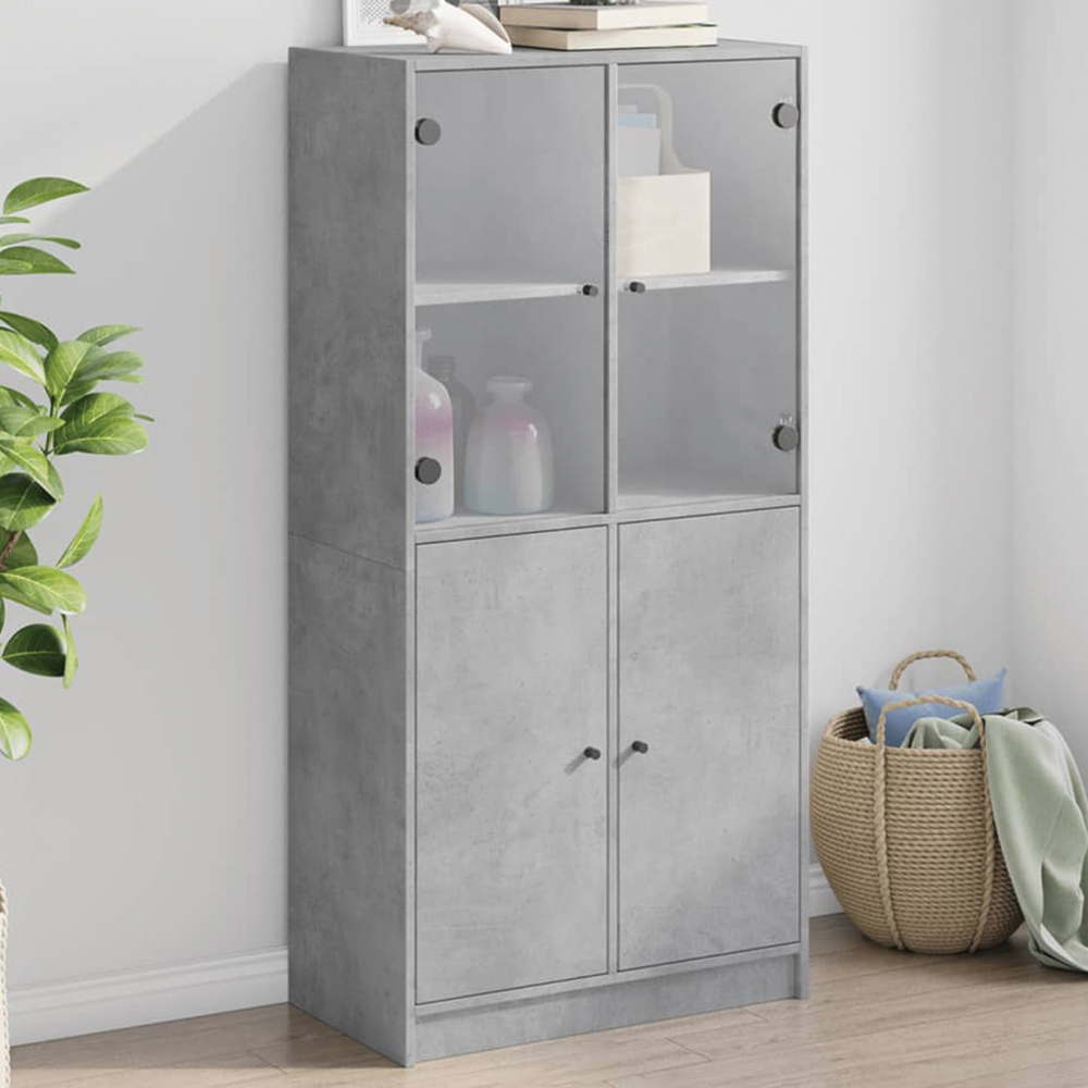 vidaXL 4 Door Concrete Grey Highboard Image 1