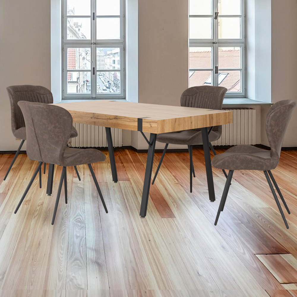 Seconique Treviso Quebec 4 Seater Dining Set Light Oak and Brown Image 1