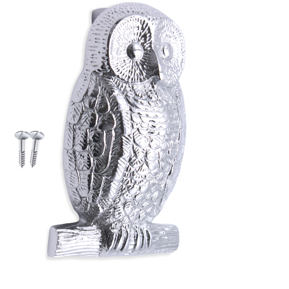 Spira Brass Polished Chrome Owl Door Knocker Image 4
