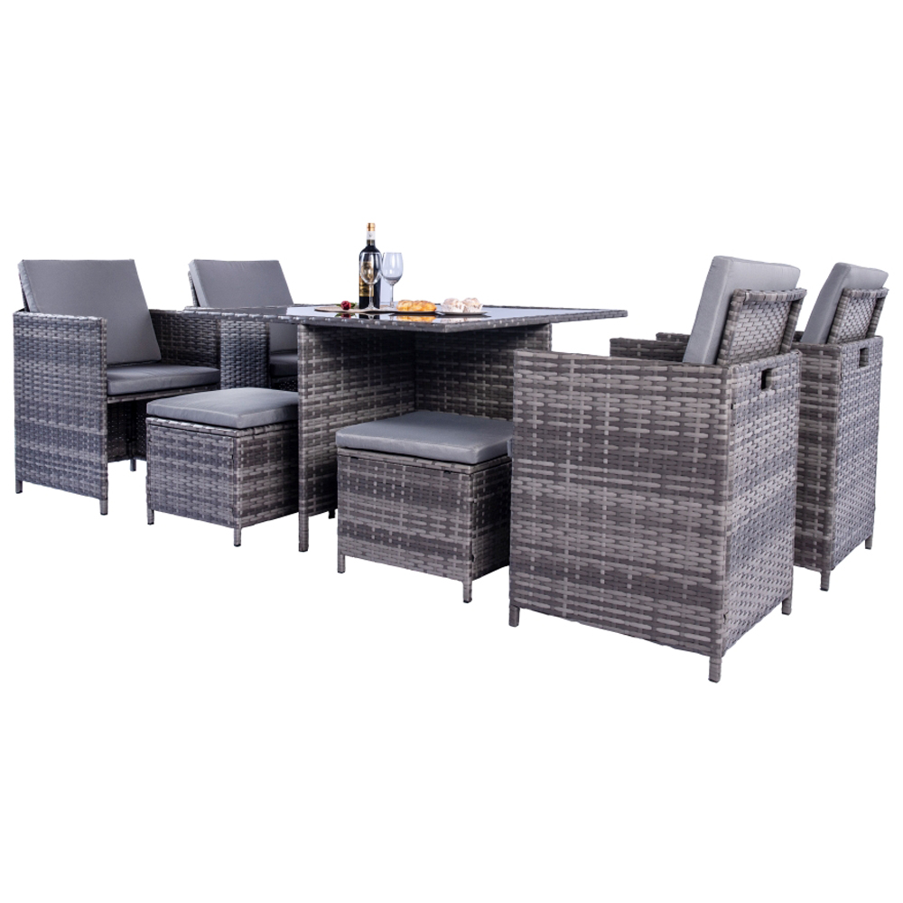 Outdoor Living Milano 8 Seater Grey Rattan Cube Dining Set Image 5