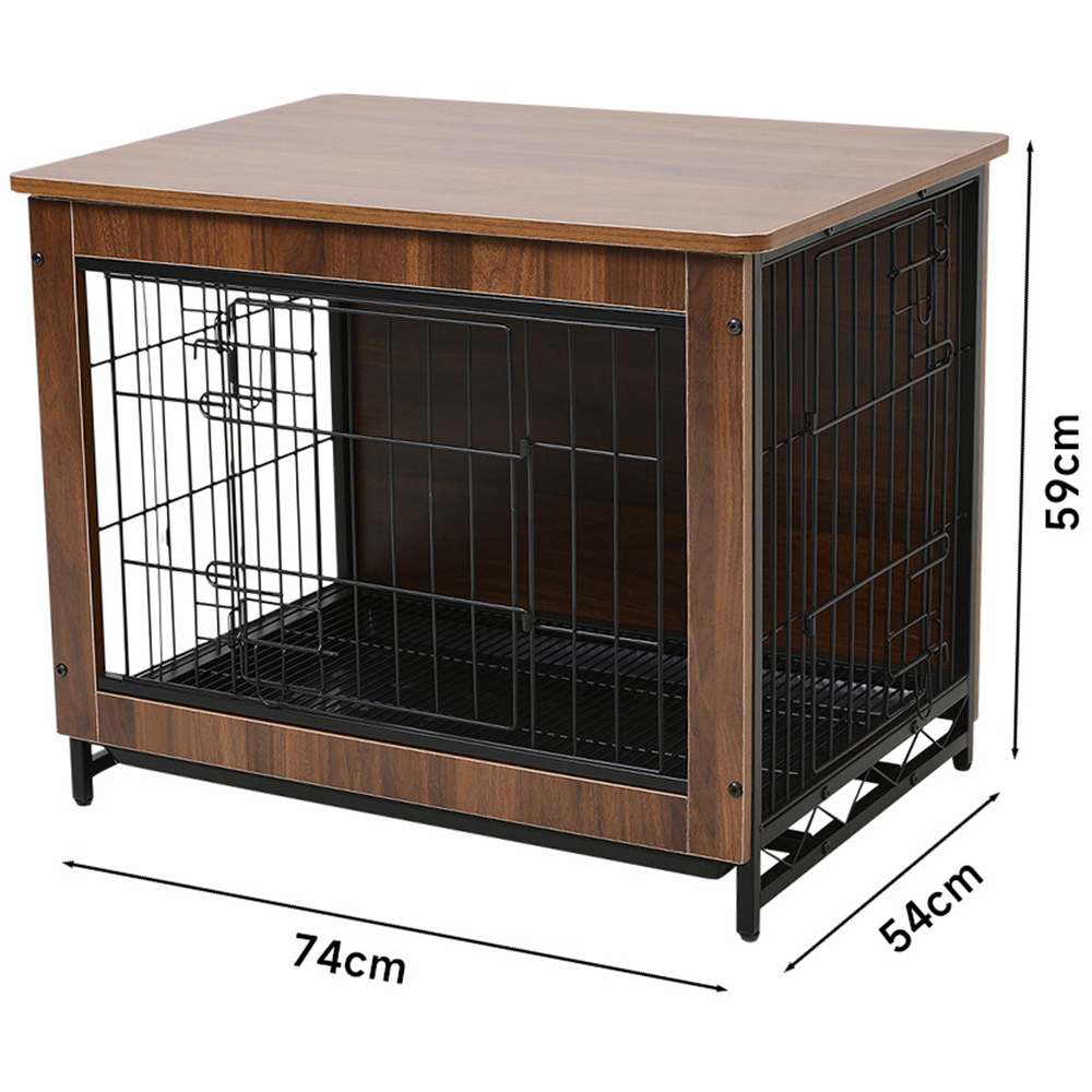 H&O Direct Brown Wooden Wire Pet Cage with Tray 73 x 55cm Image 5