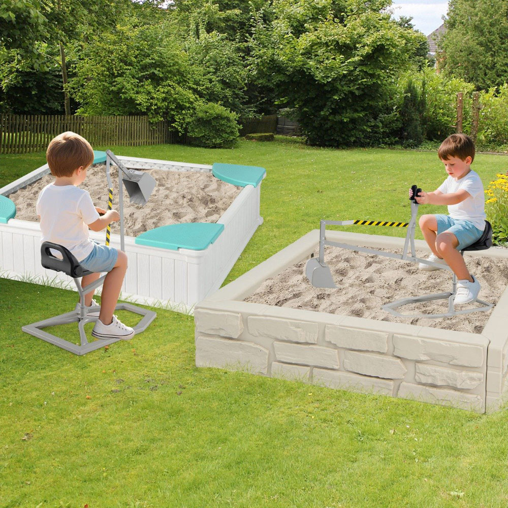 Costway Kids Grey Rotatable Sand Digger Image 6