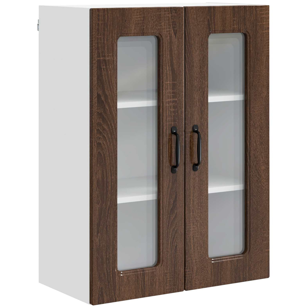 vidaXL 2 Glass Door Brown Oak Kitchen Wall Cabinet Image 2
