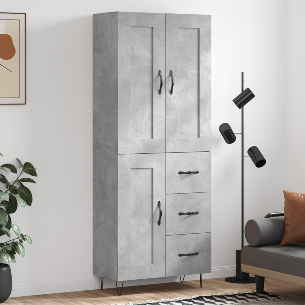 vidaXL 3 Door 3 Drawer Concrete Grey Highboard Image 1