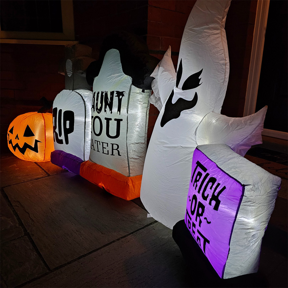 Samuel Alexander Inflatable Wide LED Gravestones and Ghost Halloween Decorations 2.2m Image 7