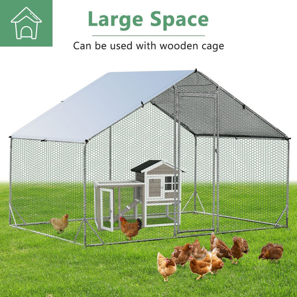 Costway Spire Shaped Chicken Run Coop with Waterproof Cover Large Image 3