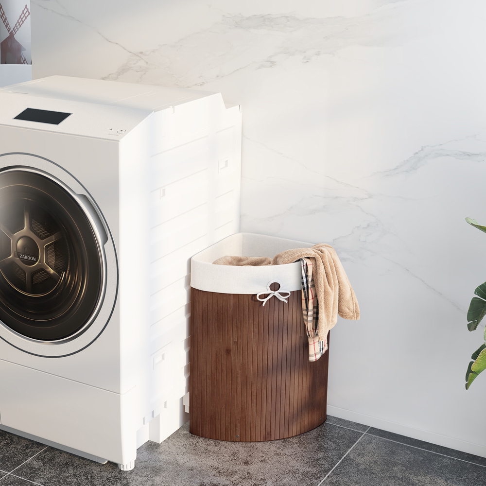 Costway Coffee Laundry Hamper with Lid Image 4