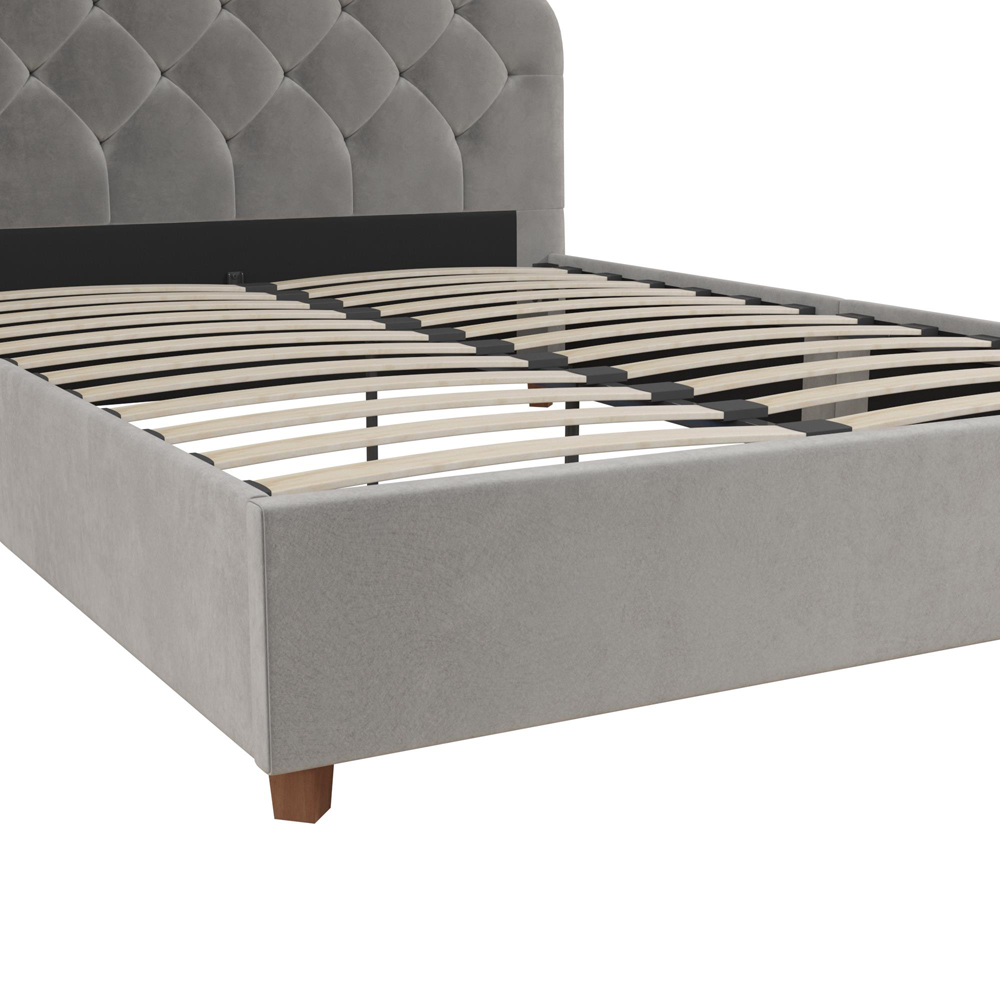 Dorel Aspen King Size Light Grey Velvet Upholstered Bed Frame Image 6