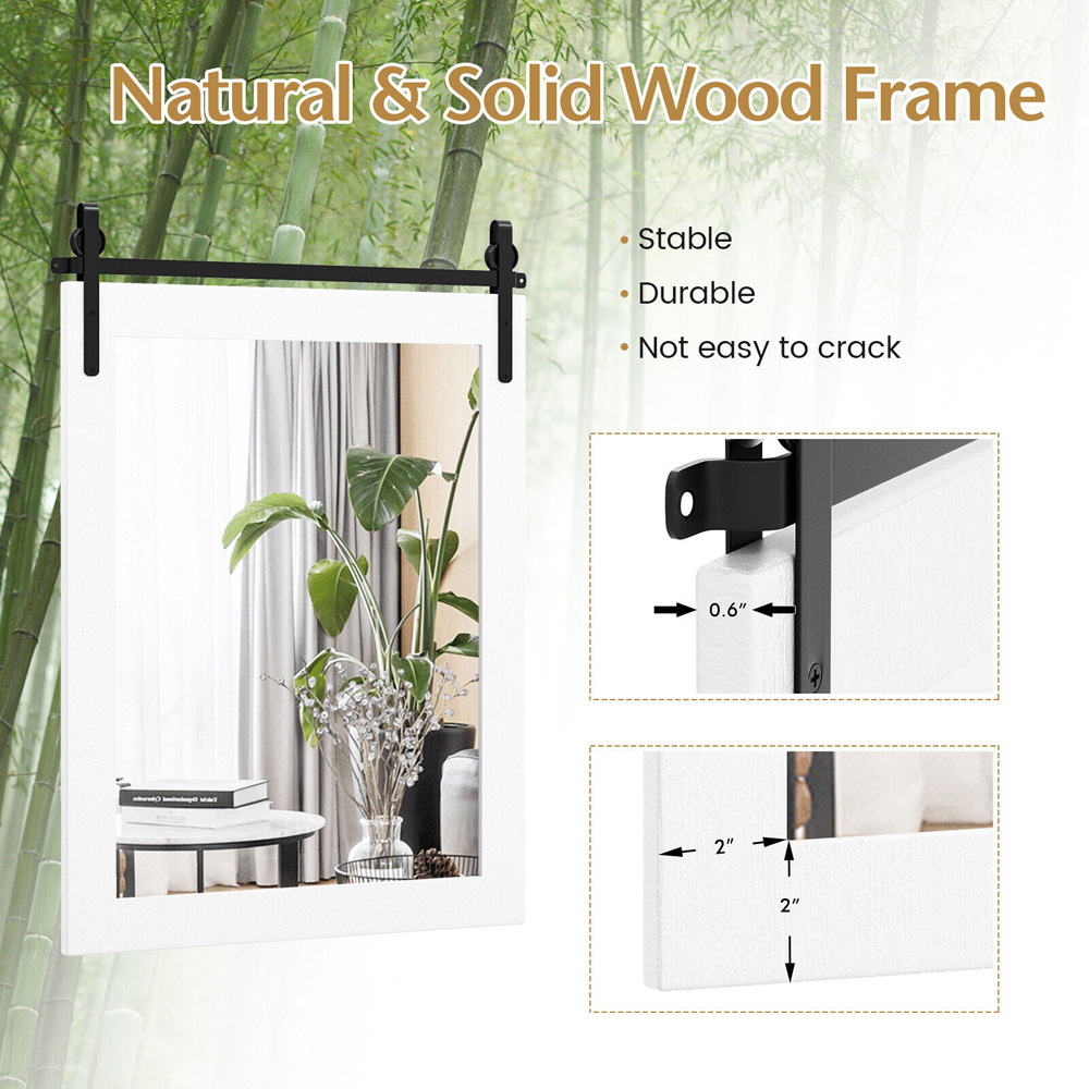 Costway White Solid Wood Frame Wall Mounted Mirror Image 8