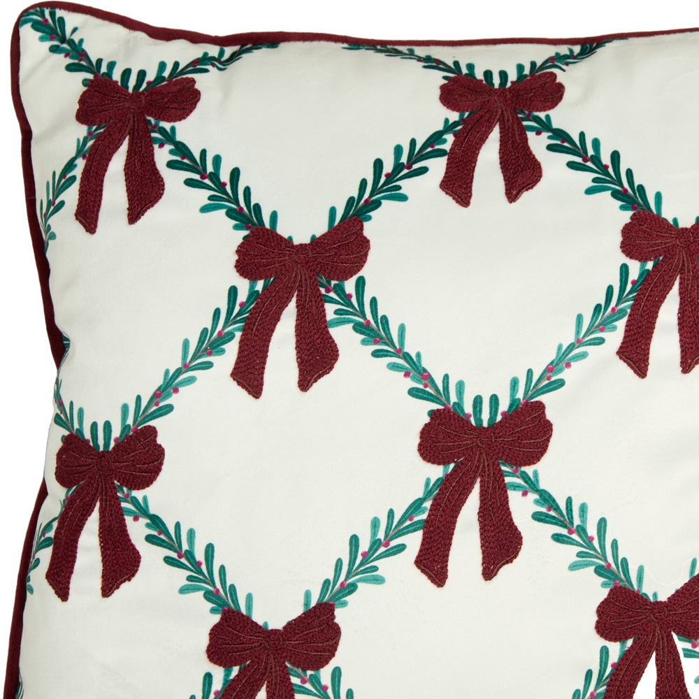 Christmas Bows Velvet Cushion Image 3