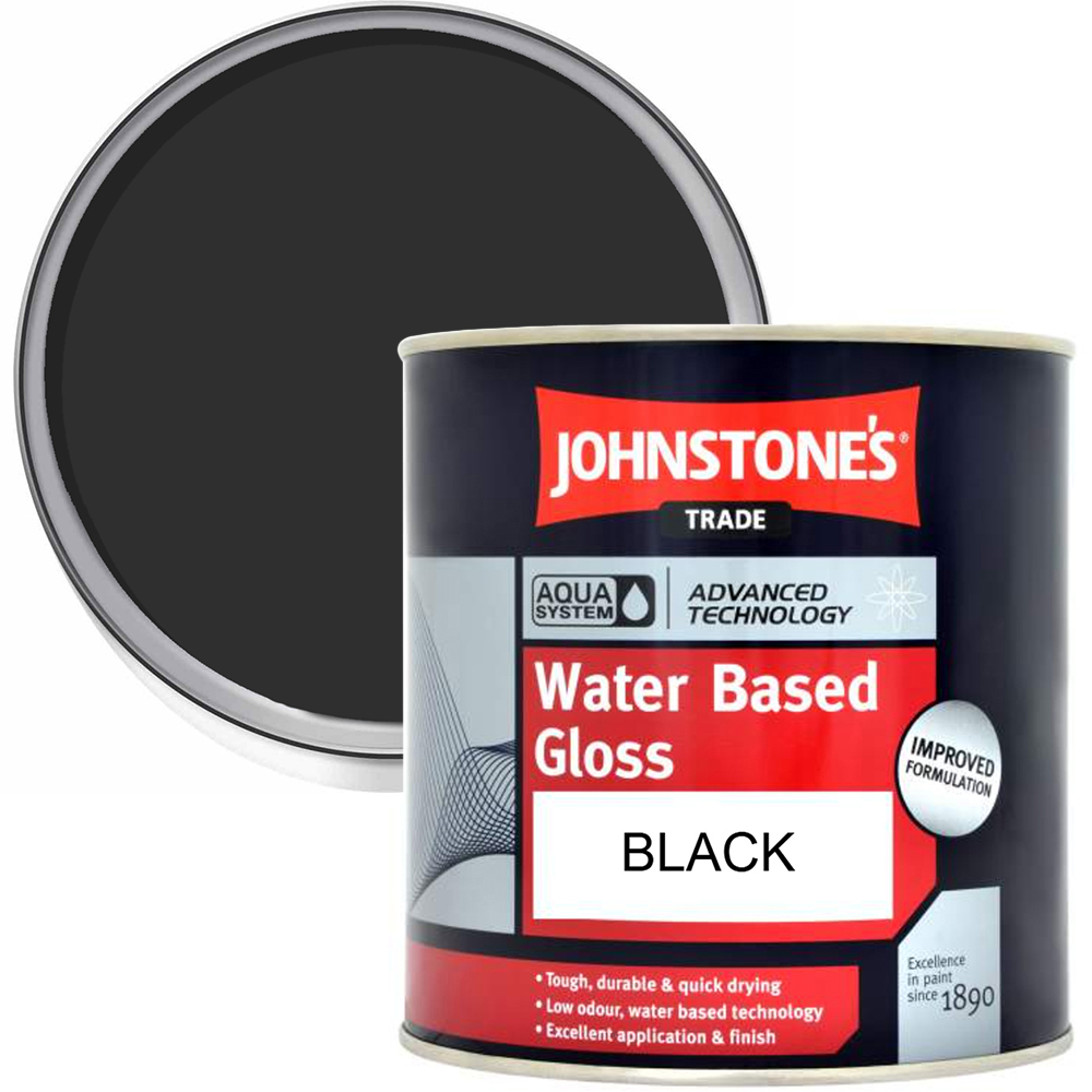 Johnstone's Trade Aqua Black Gloss Paint 2.5L Image 1