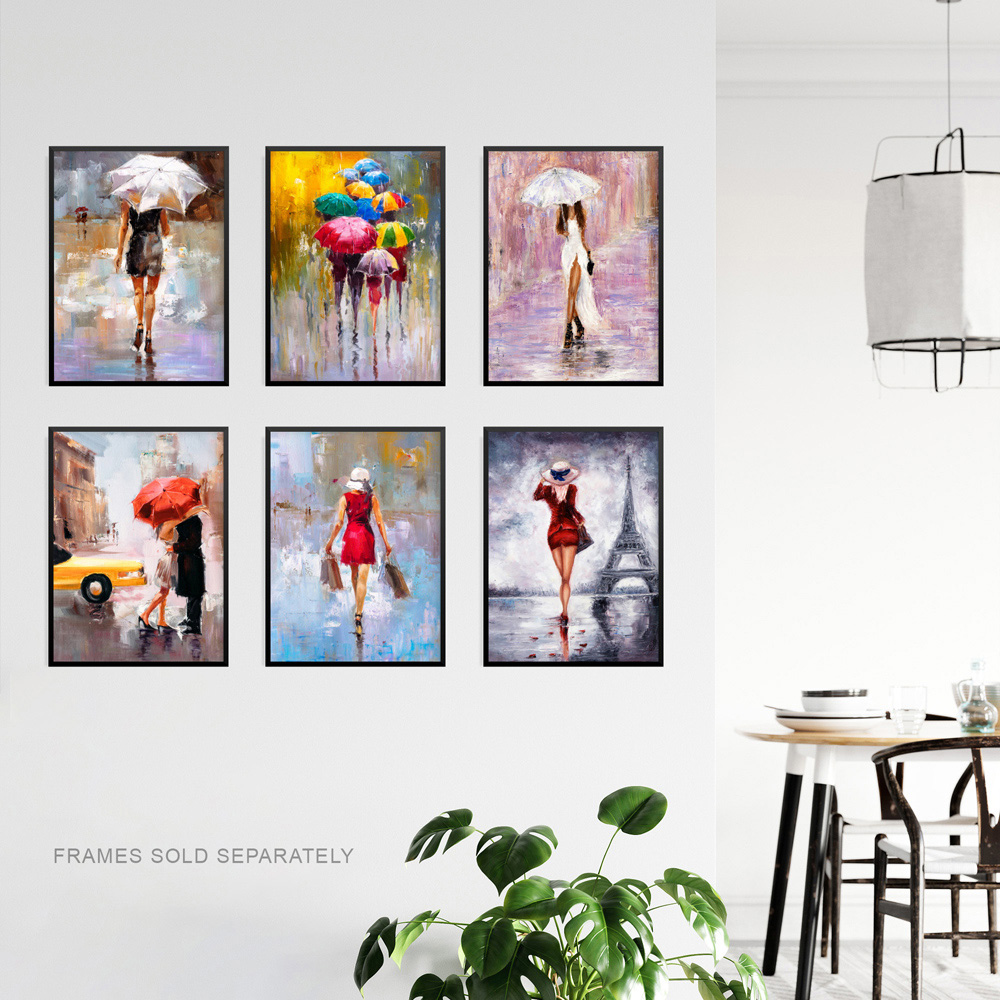 Artery8 Paris New York London Rainy Days Oil Painting Wall Art Print 30 x 41cm 6 Pack Image 3