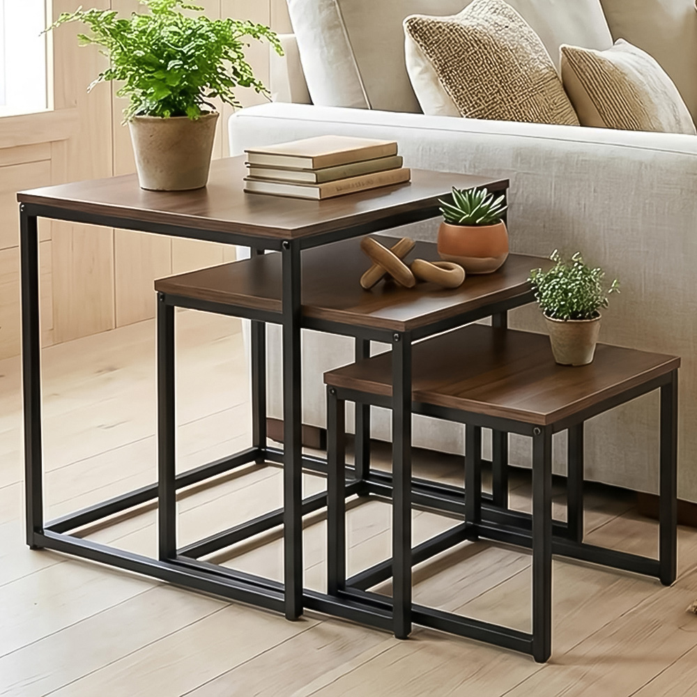 Alivio Brown Industrial Nest of Tables Set of 3 Image 1