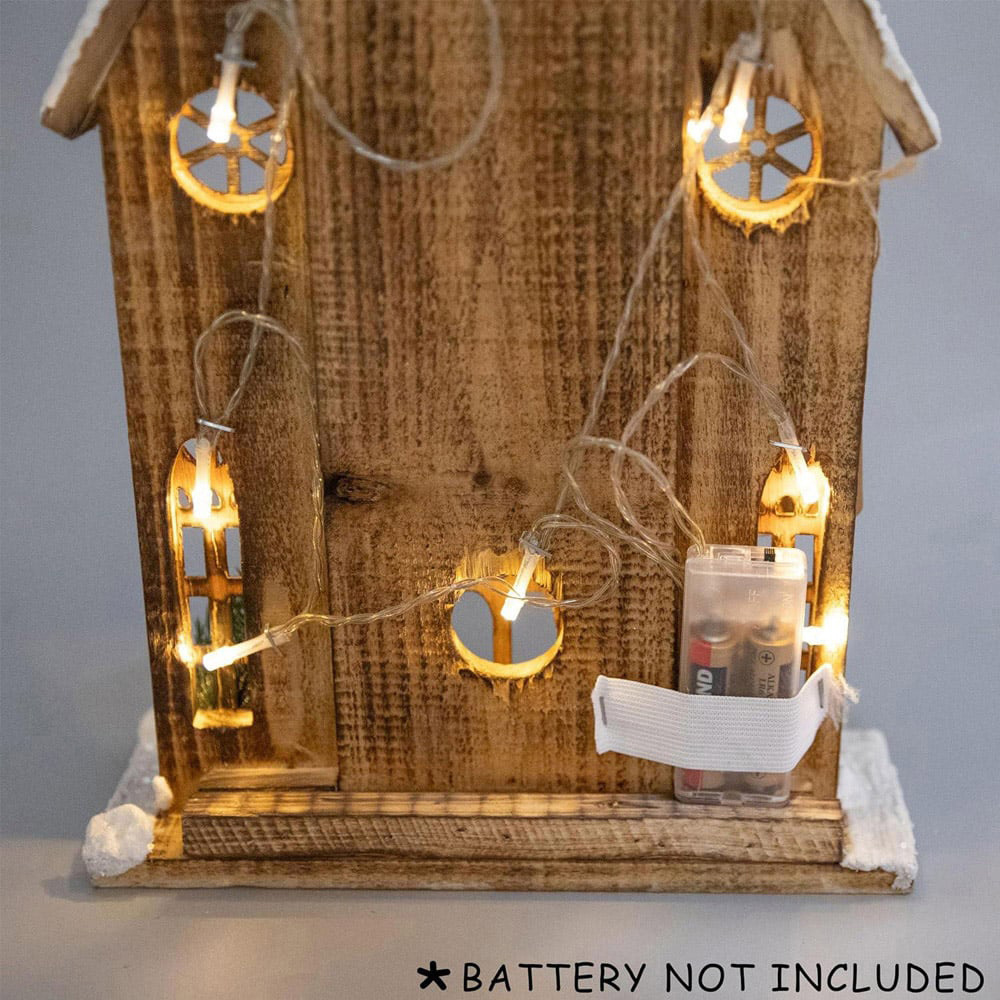 Shatchi Brown Wooden Snow Covered LED Cottage Christmas Decoration Image 4