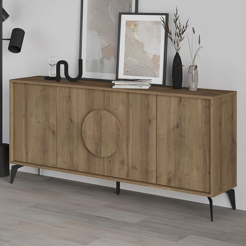 Decortie Gora 4 Door Dark Oak Effect Console Sideboard Image 1