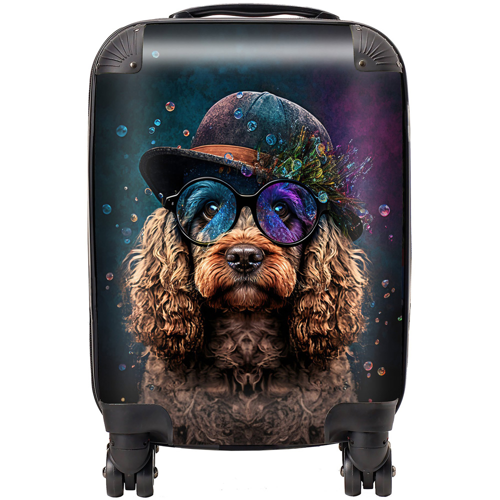 Warren Reed Designer Mini Cabin Splashart Cockapoo Dog Face Suitcase Image 1