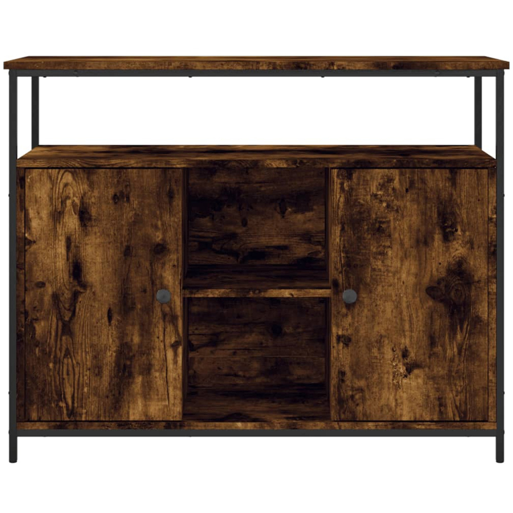 vidaXL 2 Door 3 Shelf Smoked Oak Sideboard Image 6