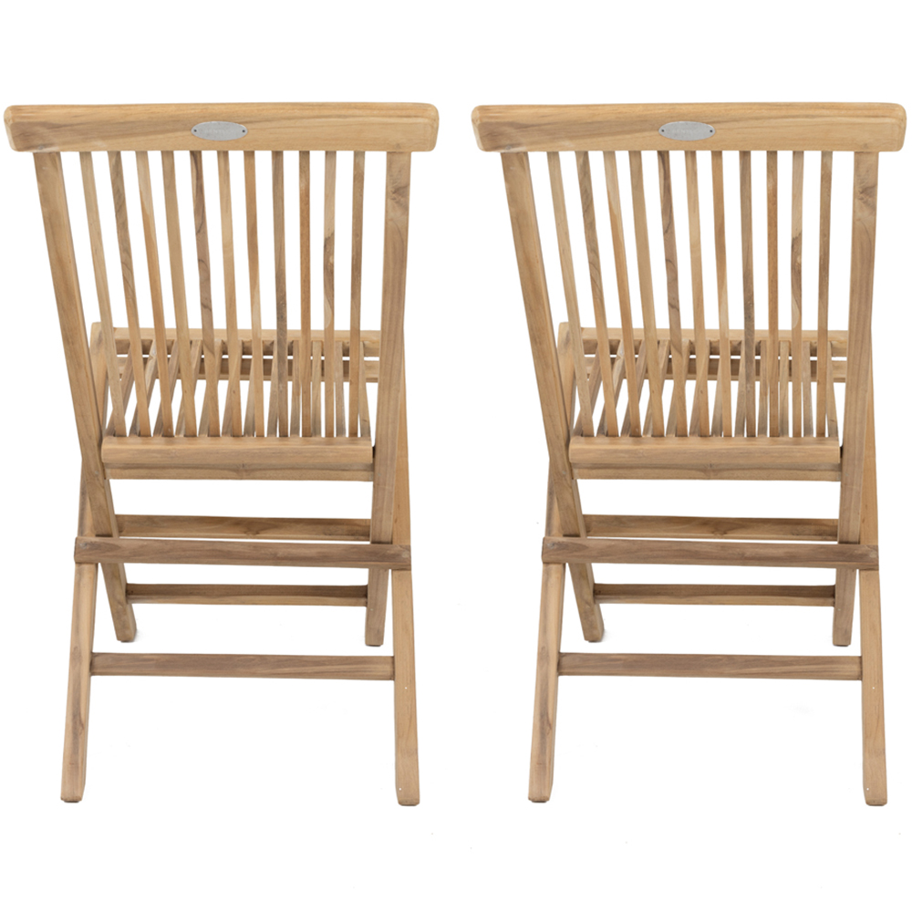 Charles Bentley Set of 2 Teak Wooden Foldable Patio Chair Image 5