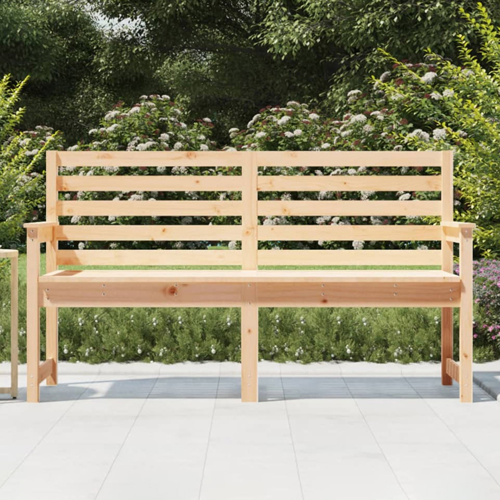 vidaXL Natural Solid Pine Wood Slatted Garden Bench 159.5 x 48 x 91.5cm Image 1