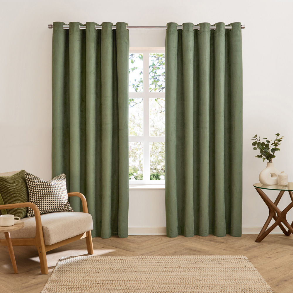 Furn Verso Green Reversible Suede-Look Blackout Eyelet Curtains 229 x 137cm Image 4
